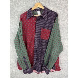 Brooks Brothers Button Up Shirt Mens XL Corduroy Floral Colorblock Patchwork